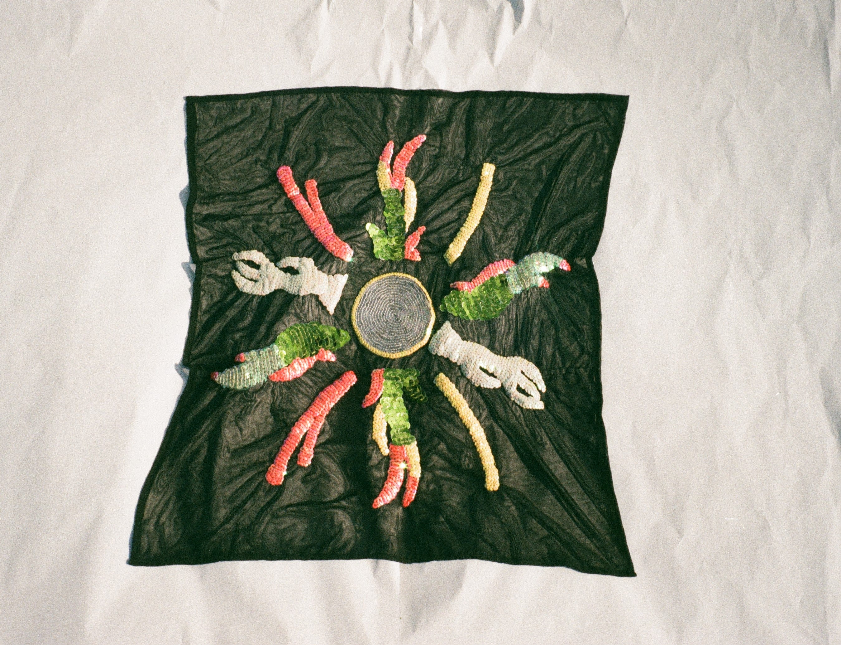 Jet Black Sequined Scarf