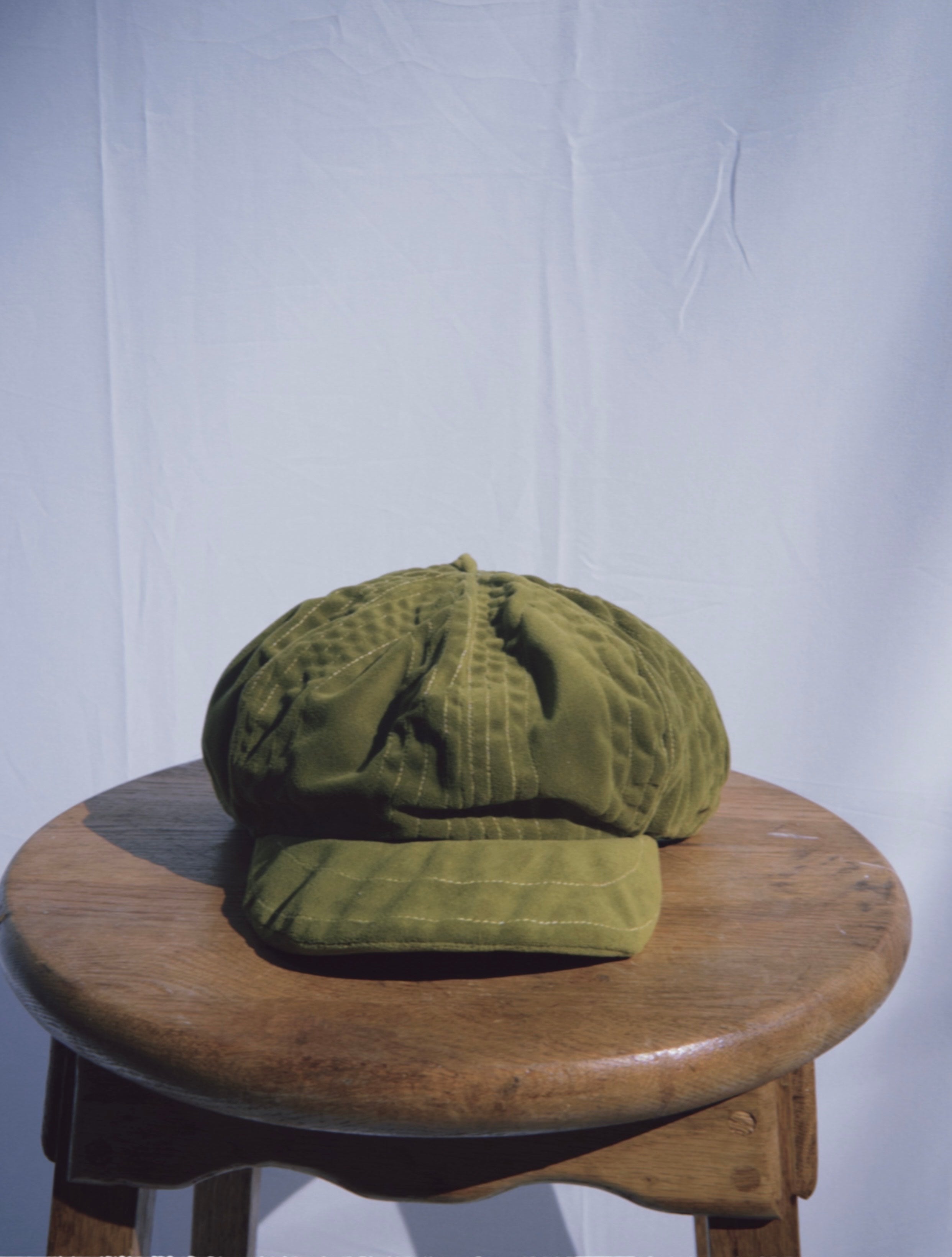Velour Chartreuse Newsboy Hat