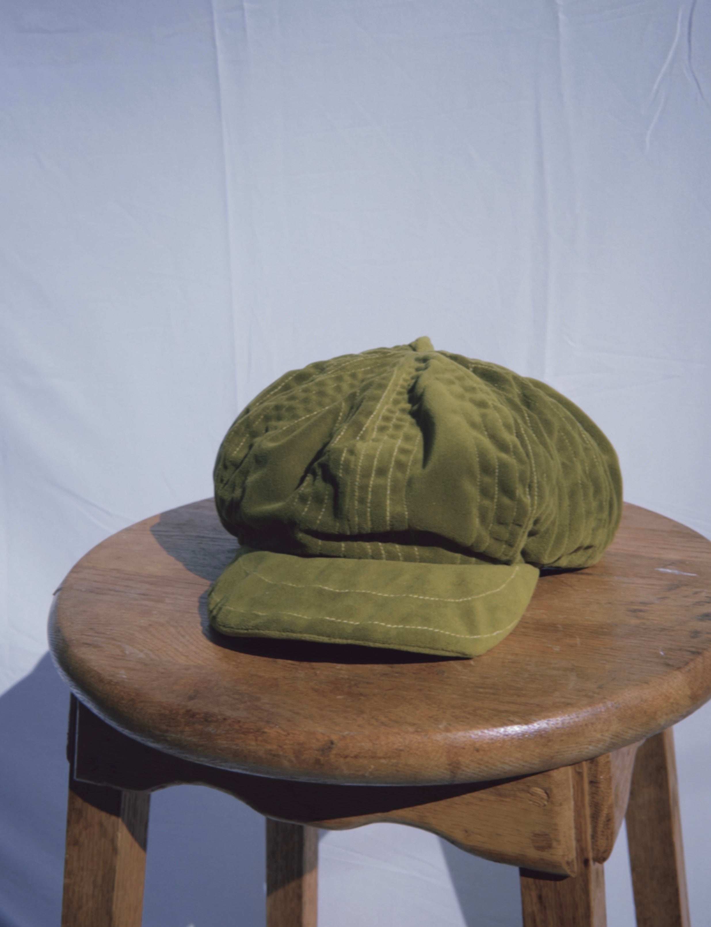 Velour Chartreuse Newsboy Hat