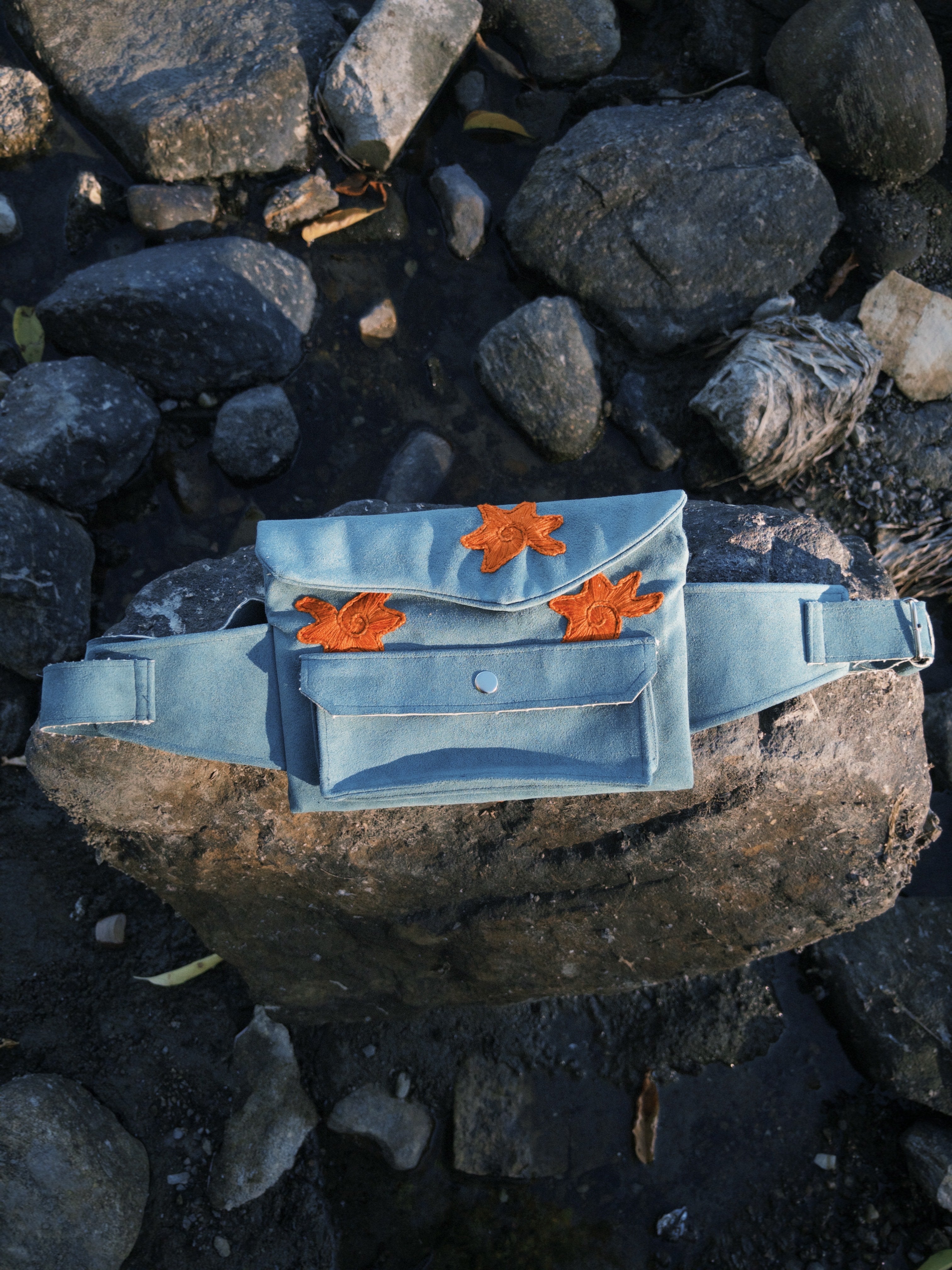 Peacock green belt bag